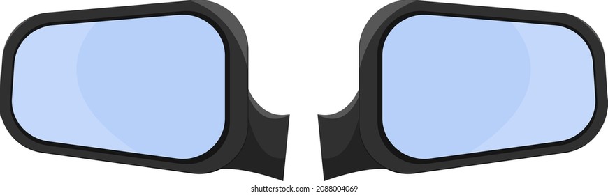 Car mirrors, illustration, vector on a white background.