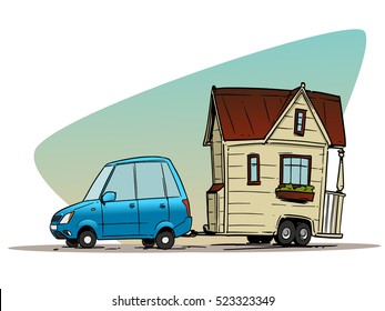 Car With Mobile Trailer House