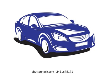 Car mode icon blue white classic  sketch