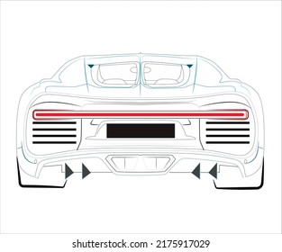 Car model advertising flat moderns symmetric back view