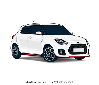 Ilustración editable del modelo de automóvil aislada en fondo blanco