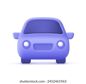 Car model. Front view. Transport, sport and race concept. 3d vector icon. Cartoon minimal style.