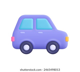 Car model. Side view. Transport, sport and race concept. 3d vector icon. Cartoon minimal style.