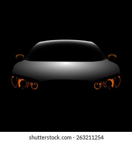 Car  model, car silhouette in the dark