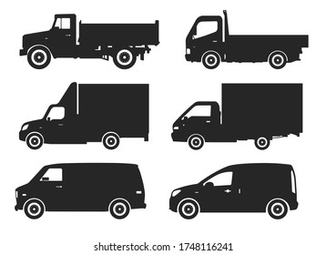 Car Model and Type. Objects icons automobile set. Black vector illustration isolated on white background with shadow. Variants of automobile body, car silhouette for web, template.