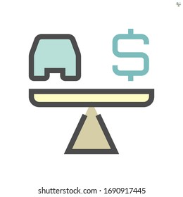Car and money vector icon design, 48X48 pixel perfect and editable stroke.