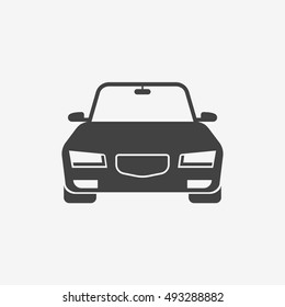 Car monochrome icon. Front view. Automobile vector illustration.
