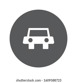 Car monochrome simple icon with circular background. Vector design.