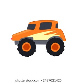 car monster truck cartoon. 4x4 logo, wheel jeep, race road car monster truck sign. isolated symbol vector illustration