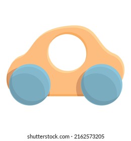 Car montessori icon cartoon vector. Wood toy. Kid education