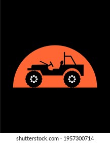 car and moon logo design