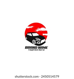car moon logo design vector