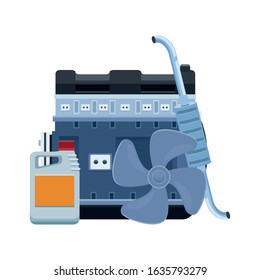 car motor and parts icon over white background, colorful design, vector illustration