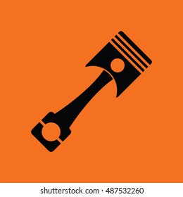 Car motor piston icon. Orange background with black. Vector illustration.