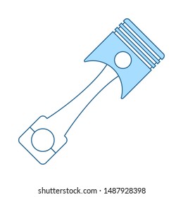 Car Motor Piston Icon. Thin Line With Blue Fill Design. Vector Illustration.