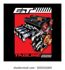 car motor vector concept ,engine turbo car vector
