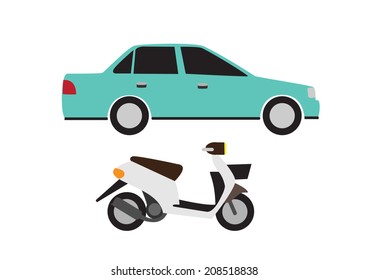 car and motorbike vector