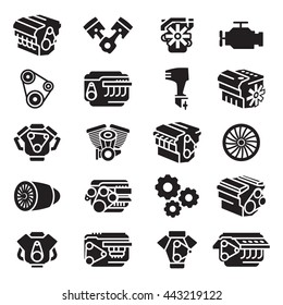 Car motorcycle aircraft and boat engines,icon and symbol