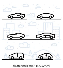 Car And Motorcycle Classification Icon Set And Vector Illustration