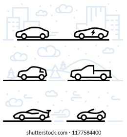 Car And Motorcycle Classification Icon Set And Vector Illustration - 2