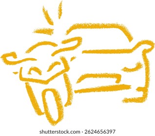 car motorcycle collision car accident insurance related icon crayon chalk drawing vector