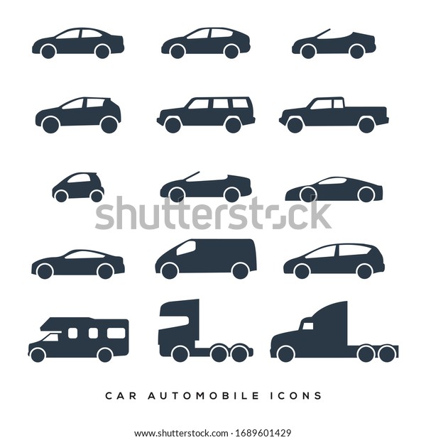 Car and Motorcycle type\
icons set. Vector black illustration isolated on white background.\
Variants of model automobile and motor body silhouette for web with\
title.
