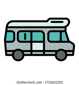 Car motorhome icon. Outline car motorhome vector icon for web design isolated on white background