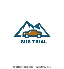 Ilustración de coche y montaje. Símbolo del logotipo del rastro de bus.