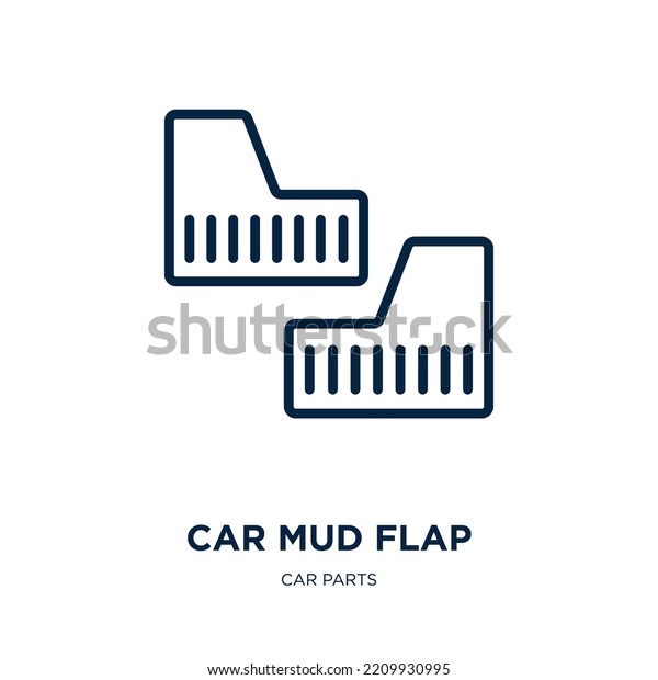car\
mud flap icon from car parts collection. Thin linear car mud flap,\
auto, vehicle outline icon isolated on white background. Line\
vector car mud flap sign, symbol for web and\
mobile