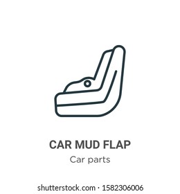 Car mud flap outline vector icon. Thin line black car mud flap icon, flat vector simple element illustration from editable car parts concept isolated on white background