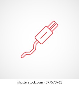 Car Muffler Red Line Icon On White Background 