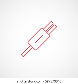 Car Muffler Red Line Icon On White Background 