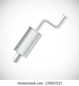 Car muffler set. Car part, vector illustration isolated on a white background