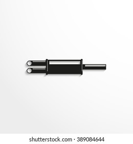 Car muffler. Vector illustration. Black and white view.