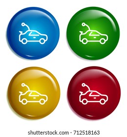 Car multi color gradient glossy badge icon set. Realistic shiny badge icon or logo mockup