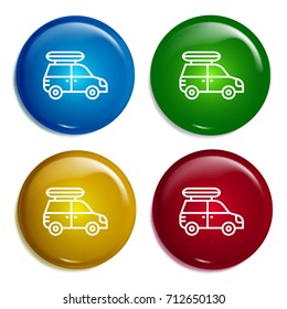 Car multi color gradient glossy badge icon set. Realistic shiny badge icon or logo mockup