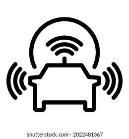 Car Multi Sensor Icon Outline Vector. Front Road. Security Vehicle