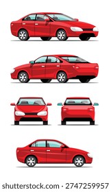 Car Multi View Vector Collection Front Side Back Top