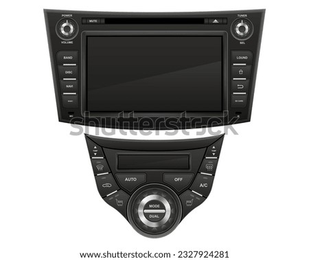 car multimedia system with climate control panel vector illustration isolated on white background