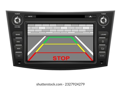 car multimedia with touchscreen vector illustration isolated on white background