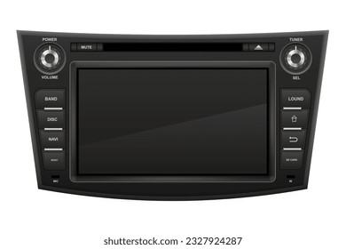 car multimedia with touchscreen vector illustration isolated on white background