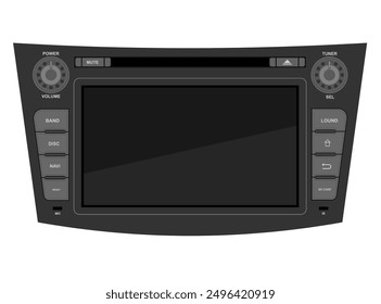 Auto, Multimedia mit Touchscreen, Vektorgrafik, flacher Stil, einzeln auf weißem Hintergrund