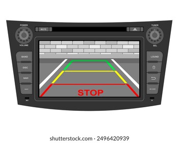 car multimedia with touchscreen vector illustration flat style isolated on white background