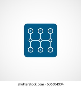 Car Multistage Transmission Blue Flat Icon On White Background