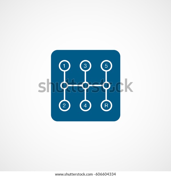 Car Multistage Transmission Blue Flat Icon On\
White Background