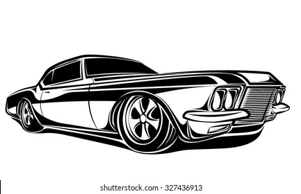 Car muscle 70s vector silhouette