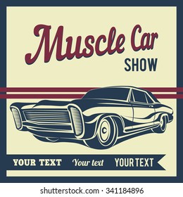 Car muscle retro show poster 70 s