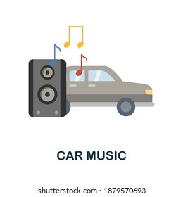 Car Music flat icon. Color simple element from car servise collection. Creative Car Music icon for web design, templates, infographics and more