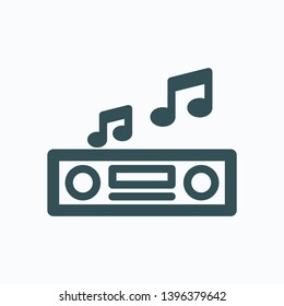 Car music receiver outline icon, car audio system vector icon