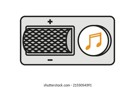 Car music setting icon. Car volume key icon. Silhouette and linear original logo. Simple outline style sign icon. Vector illustration isolated on white background. EPS 10